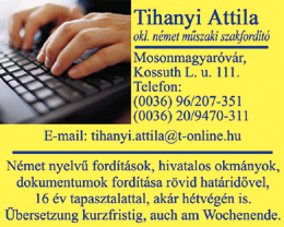 Tihanyi Attila okl. német műszaki szakfordító
