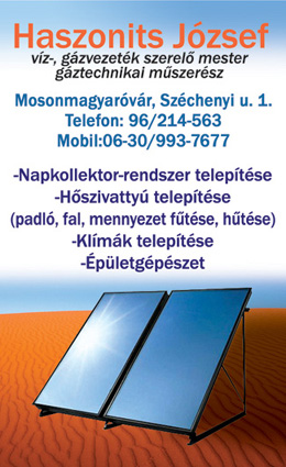 Haszonits József - Víz-, gázvezeték szerelő mester, gáztechnikai műszerész